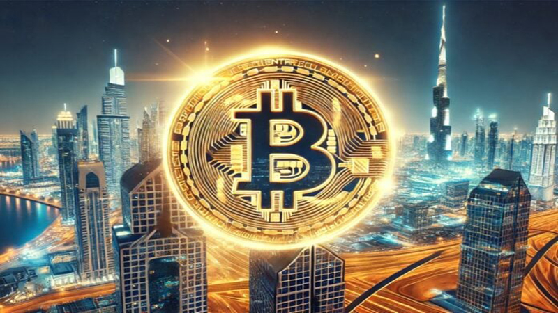 سرمایه‌گذار اماراتی در حال معامله ارز دیجیتال با موبایل