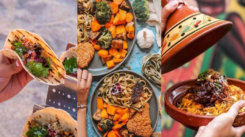 تصویر جشنواره غذای دبی 2025 با غرفه‌های غذا، سرآشپزهای معروف و موسیقی زنده در فضای باز