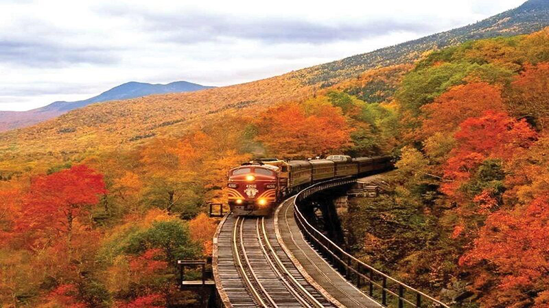 تصویری از قطار گردشگری در مسیر تهران به شیرگاه با مناظر طبیعی و واگن‌های توریستی