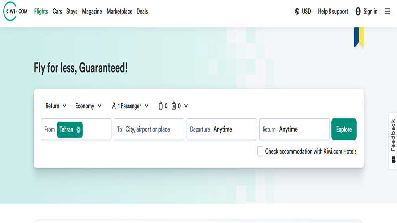 تصویر کد تخفیف Kiwi برای رزرو پرواز و هتل+نجم امارات
