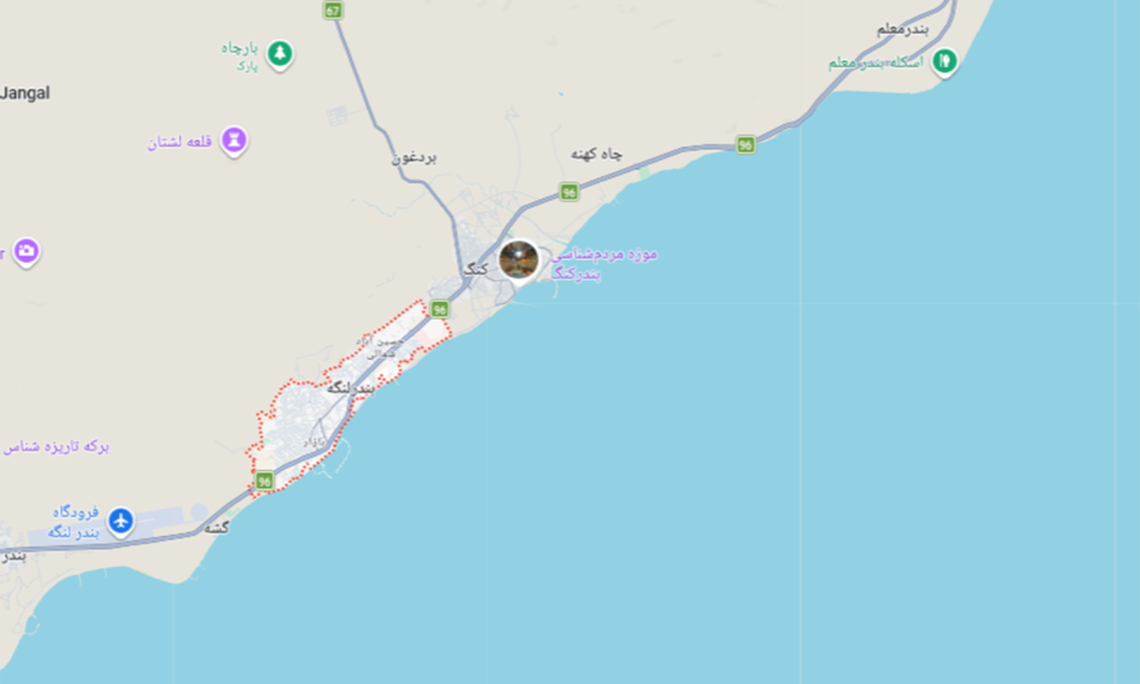 بندر لنگه در نقشه +نجم امارات