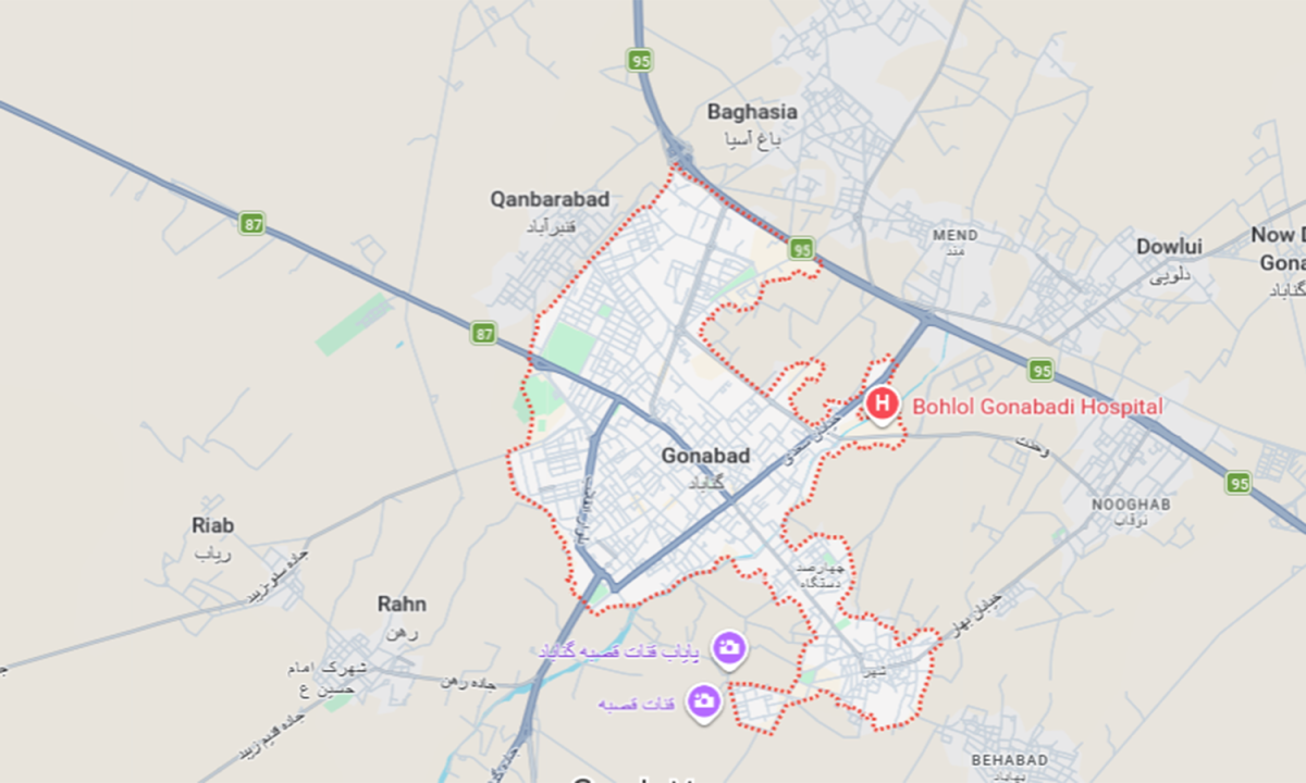 نقشه شهرستان گناباد در شرق ایران+نجم امارات